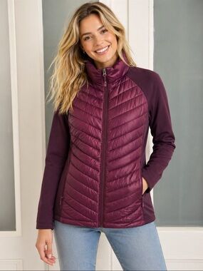 32 Degrees Quilted Hybrid Jacket in Plum